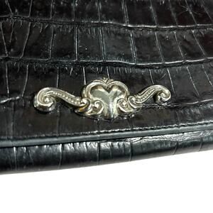 Brighton black leather buttery soft clutch checkbook purse wallet missing strap